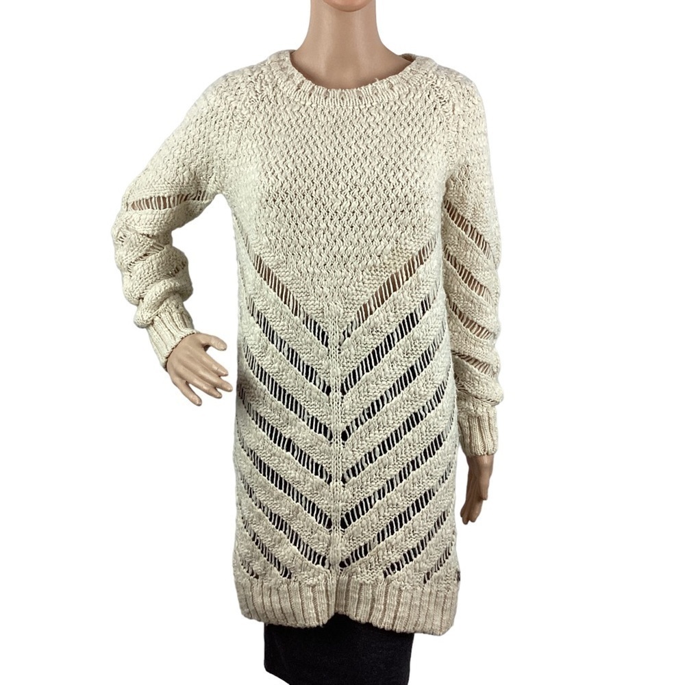 Maison Scotch Sweater Dress Size 2 Cream Open Knit